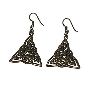 Vintage Copper Celtic Knot Triquetra Trinity French Hook Irish Earrings